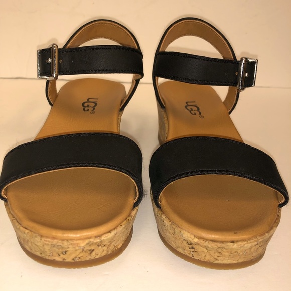 UGG Kids Black Sandals with Cork Wedge - Picture 8 of 12